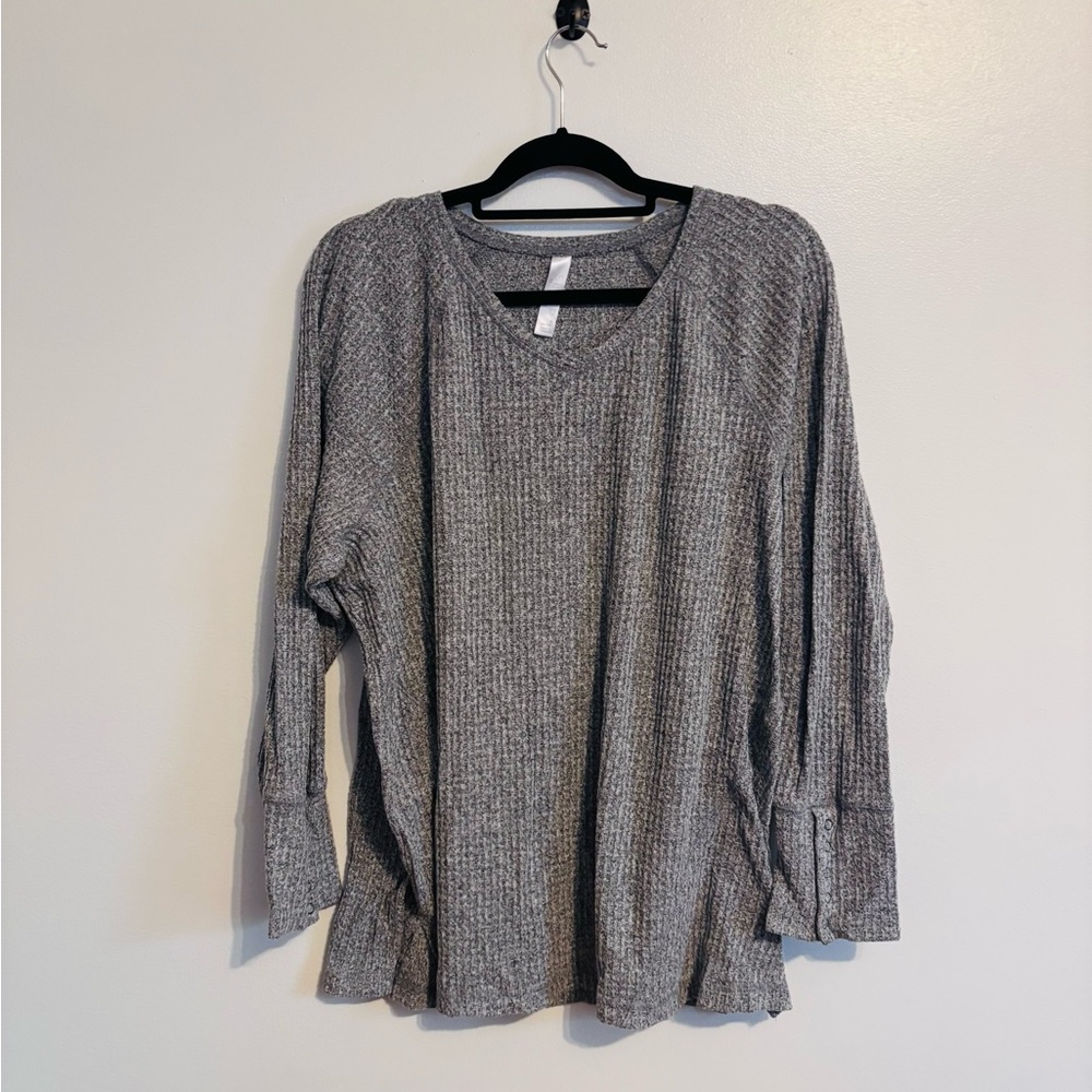 Sleep by Cacique grey waffle long sleeve pj top size 18/20